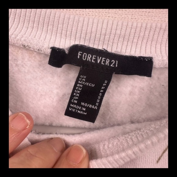 Forever 21 Floral Print Cropped Sweatshirt White Multicolor Size S - Picture 4 of 16